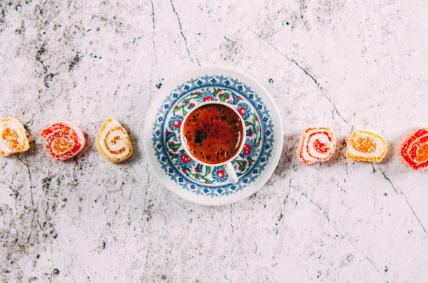 Top View Turkish Coffee and Delights