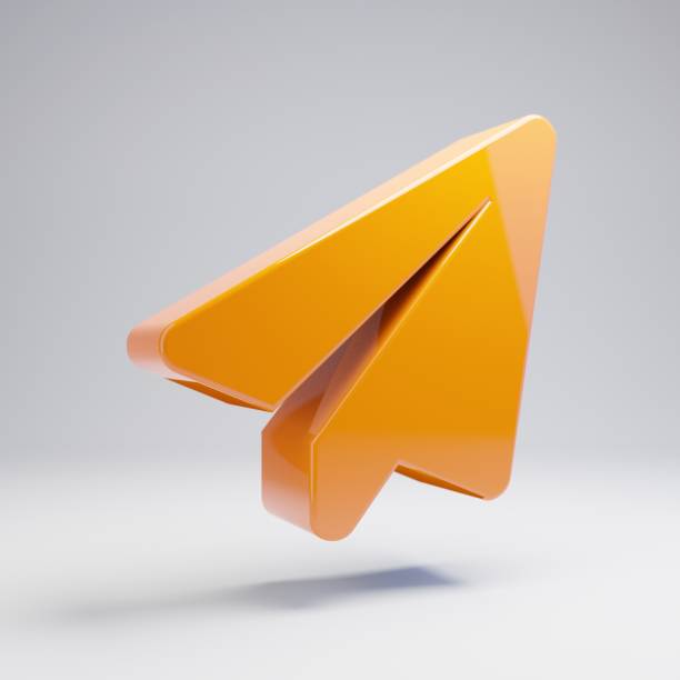 istock Volumetric glossy hot orange Paper Plane icon isolated on white background. 1165597809