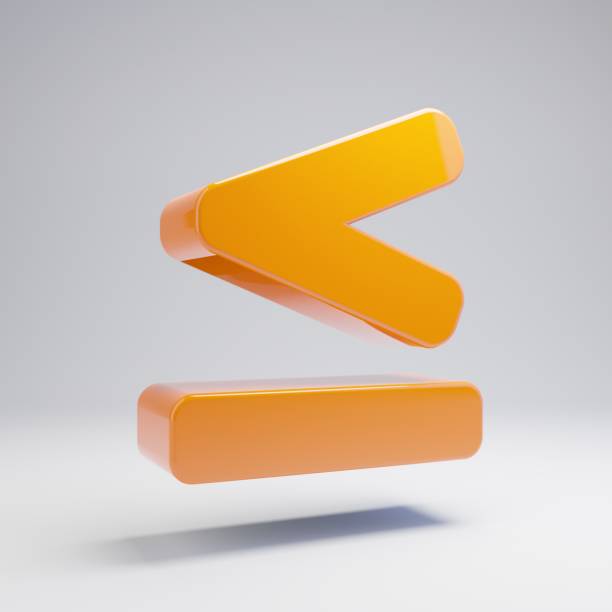 istock Volumetric glossy hot orange Less Than Equal icon isolated on white background. 1165598391