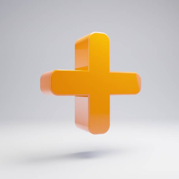 istock Volumetric glossy hot orange Plus icon isolated on white background. 1165598402