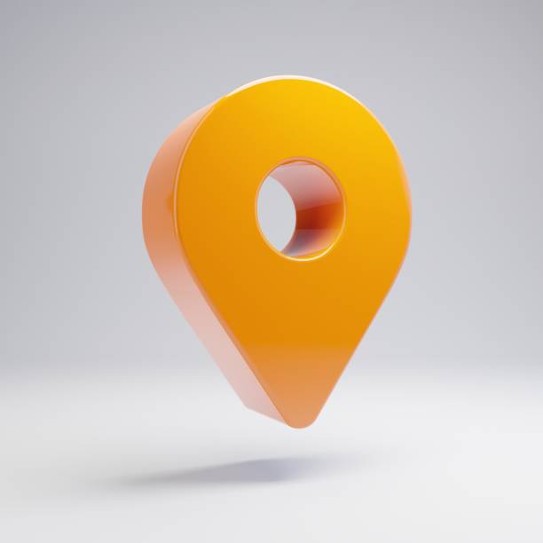 istock Volumetric glossy hot orange Map Marker icon isolated on white background. 1165598451