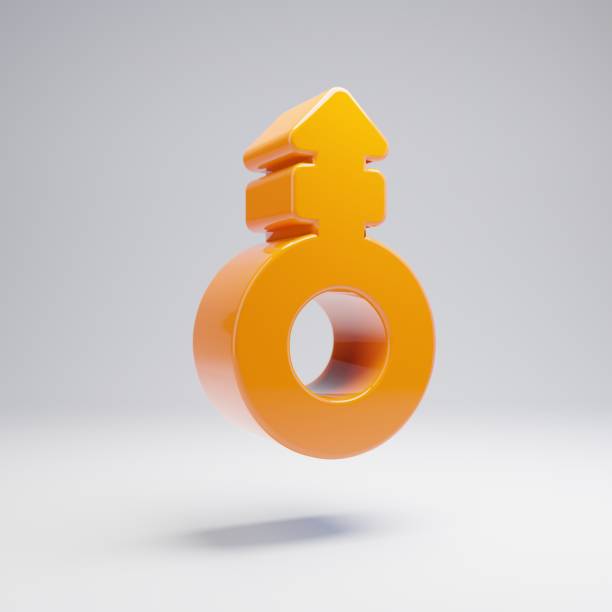 istock Volumetric glossy hot orange Mars Stroke icon isolated on white background. 1165598531