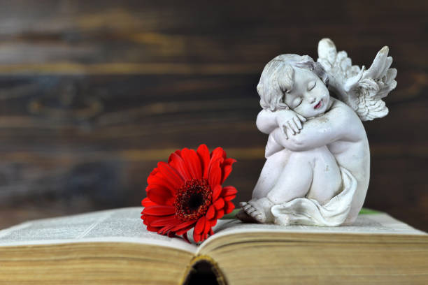 istock Little guardian angel sleeping on the book 1165598625