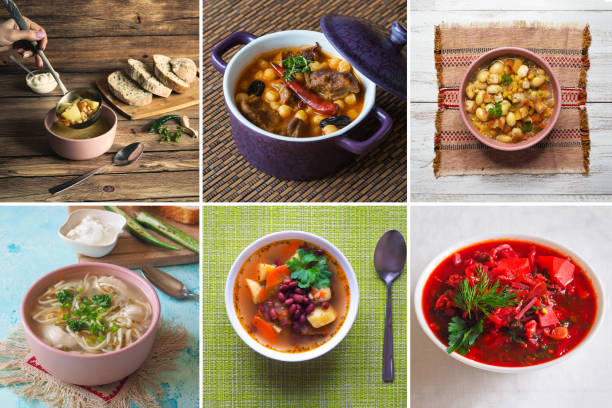 istock Food collage with a variety soup dishes 1165599701