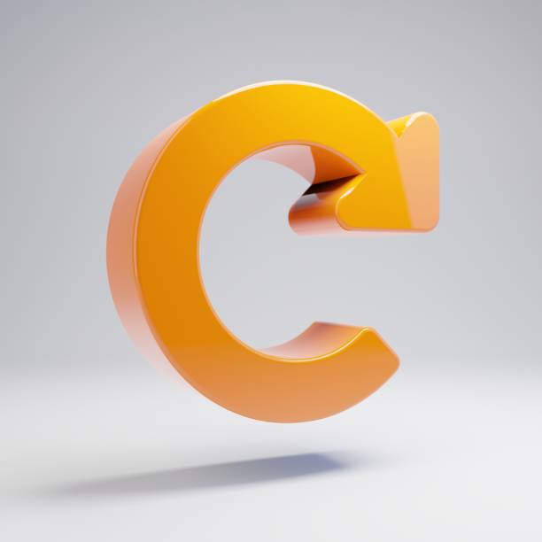 istock Volumetric glossy hot orange Redo icon isolated on white background. 1165599941