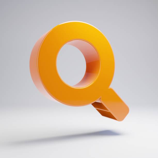 istock Volumetric glossy hot orange Search icon isolated on white background. 1165600026