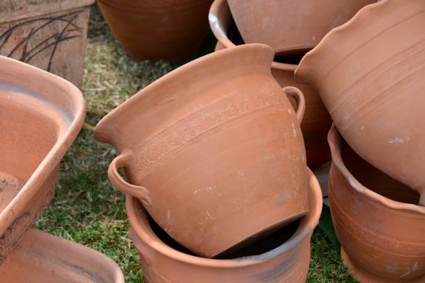 Variety of colorful ceramic pots in Old Village, San Diego