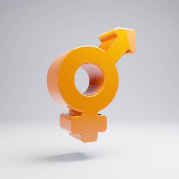 istock Volumetric glossy hot orange transgender icon isolated on white background. 1165600980