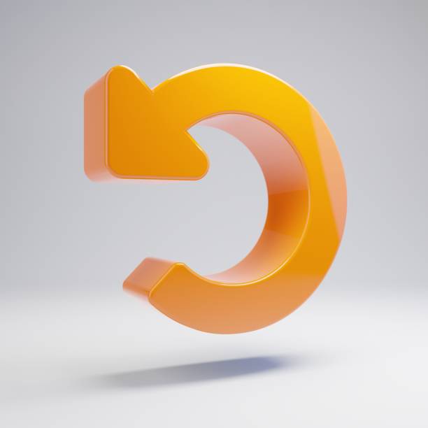 istock Volumetric glossy hot orange undo icon isolated on white background. 1165601005