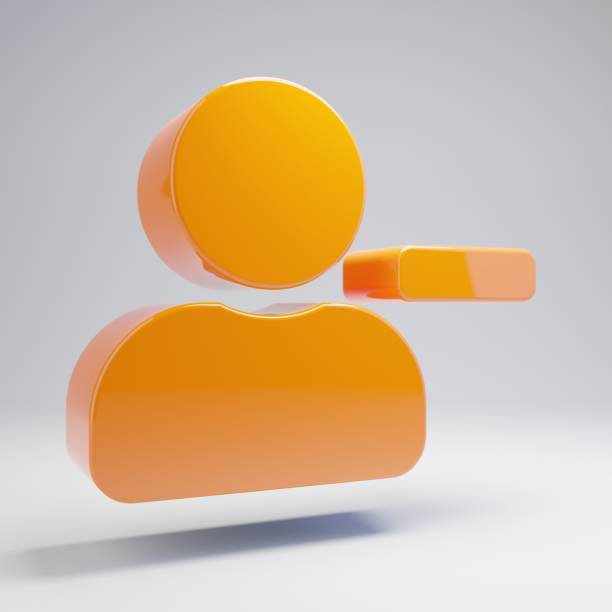 istock Volumetric glossy hot orange delete user icon isolated on white background. 1165601010