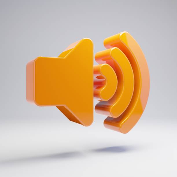 istock Volumetric glossy hot orange volume up icon isolated on white background. 1165601069