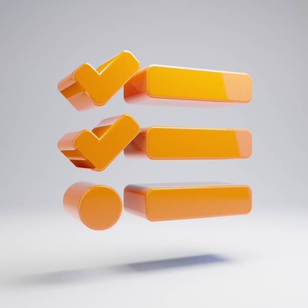 istock Volumetric glossy hot orange tasks icon isolated on white background. 1165601100