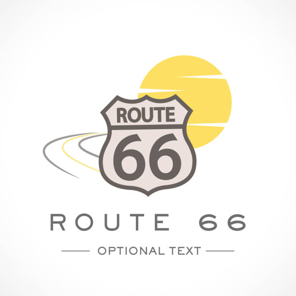 illustrations, cliparts, dessins animés et icônes de logo et texte de la route 66 pour les dessins et modèles - road trip sign journey route 66