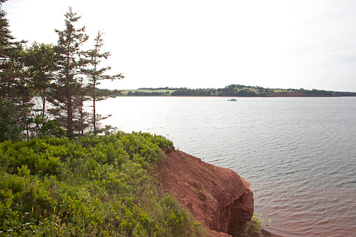 Red cliffs overlook the Atlantic ocean in Prince Edward Island
