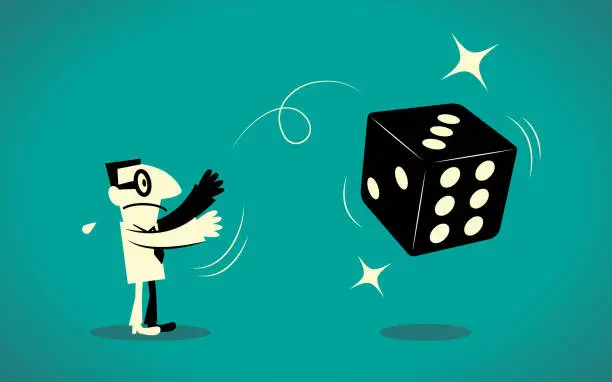 Vector illustration of Businessman throwing dice