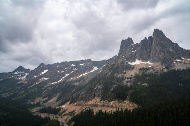 Liberty Bell Mountain, as seen from Washington Pass Overlook on the North Cascades Scenic Highway Liberty Bell Mountain, as seen from Washington Pass Overlook on the North Cascades Scenic Highway liberty bell mountain stock pictures, royalty-free photos & images