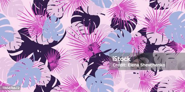 Colored Tropical Foliage Seamless Vector Pattern Background Exotic Wallpaper  Stock Illustration - Download Image Now - iStock