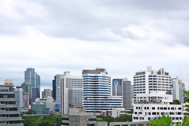 Bangkok City space, Business district with high building at sunlight, Bangkok, Thailand