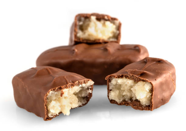 The chocolate bars  on a white background.
