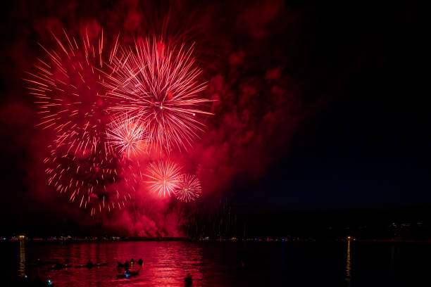 fireworks at sea inlet, Vancouver, BC