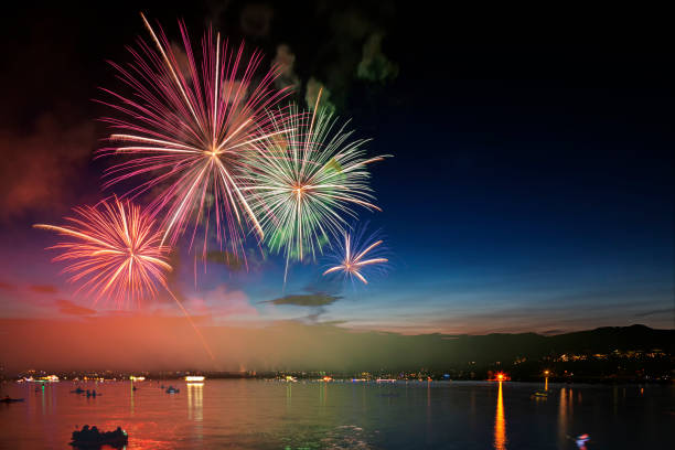 istock fireworks at sea inlet, Vancouver, BC 1165628198