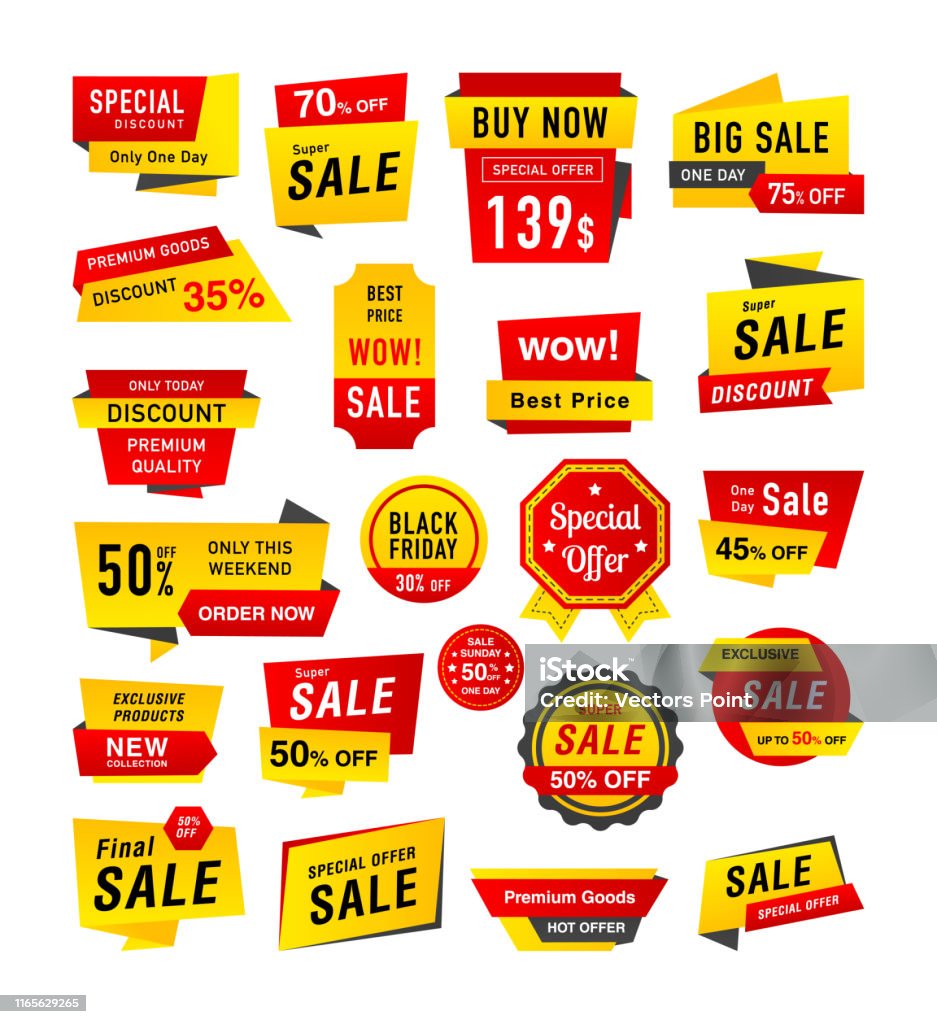 Tag Banner Vector Tag Banners Flat Vectors Pack Stock Illustration - Download Image Now ...