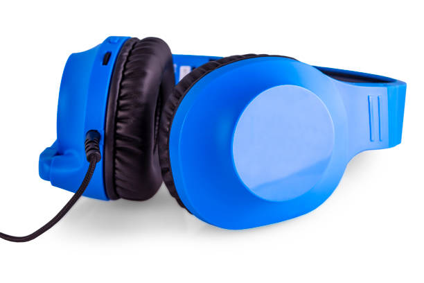 istock The Blue headphones with a microphone isolated on white background 1165629947