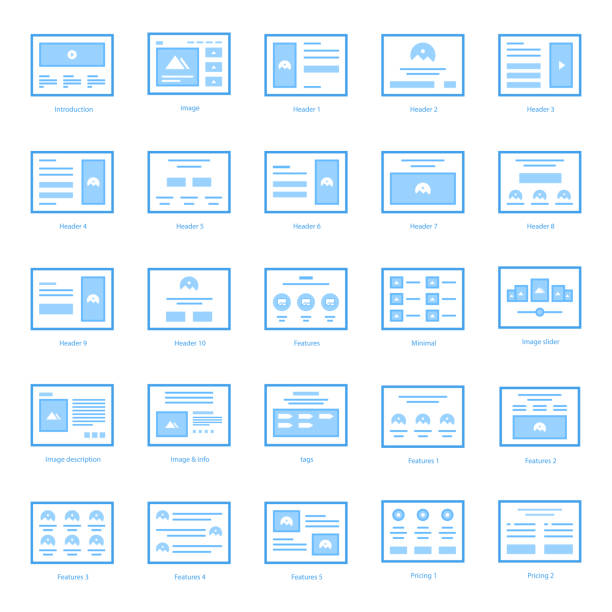 Web Wireframes Icons Pack Here we are offering web wireframe flat icons pack with best design of visuals. Editable vectors are easy to use. If you will hold this set you will feel it is appropriate for you. pac man vector stock illustrations