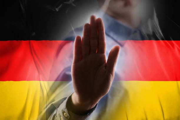GERMAN FLAG with hand STOP SIGN / Flag concept (Click for more)