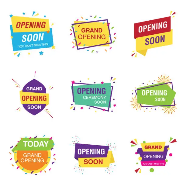 Vector illustration of Opening Soon Banners Vectors