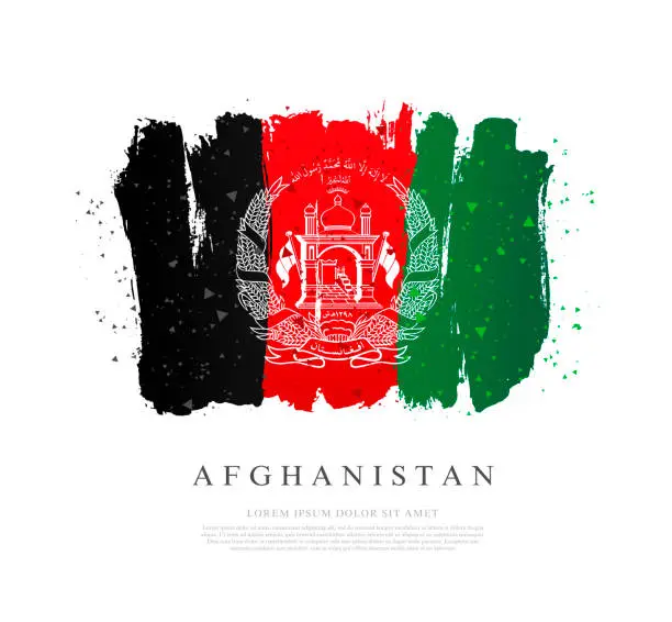 Vector illustration of Flag of Afghanistan. Vector illustration on a white background. Brush strokes