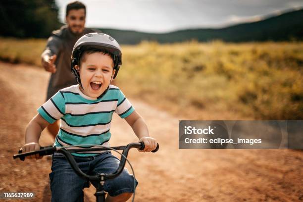 You Are Ready To Go Alone Stock Photo - Download Image Now - Cycling, Child, Bicycle