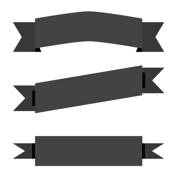 白い背景に黒いリボンバナー。フラットスタイル。web サイトのデザイン、ロゴ、アプリ、ui のリボン バナー。テキスト水平方向の黒いバナー。ヴィンテージリボンバナー。 - banner ribbon frame label点のイラスト素材／クリップアート素材／マンガ素材／アイコン素材