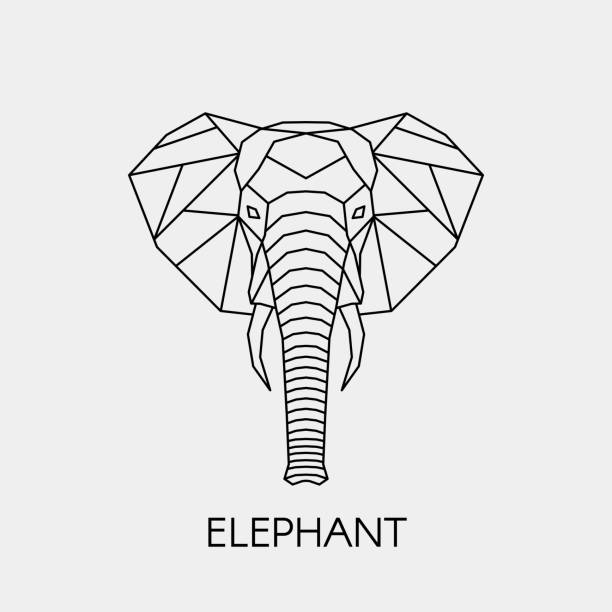 Geometric Linear Elephant Polygonal Head Animal Vector Illustration Stock  Illustration - Download Image Now - iStock