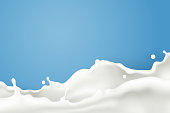 Splash milk, vector art and illustration