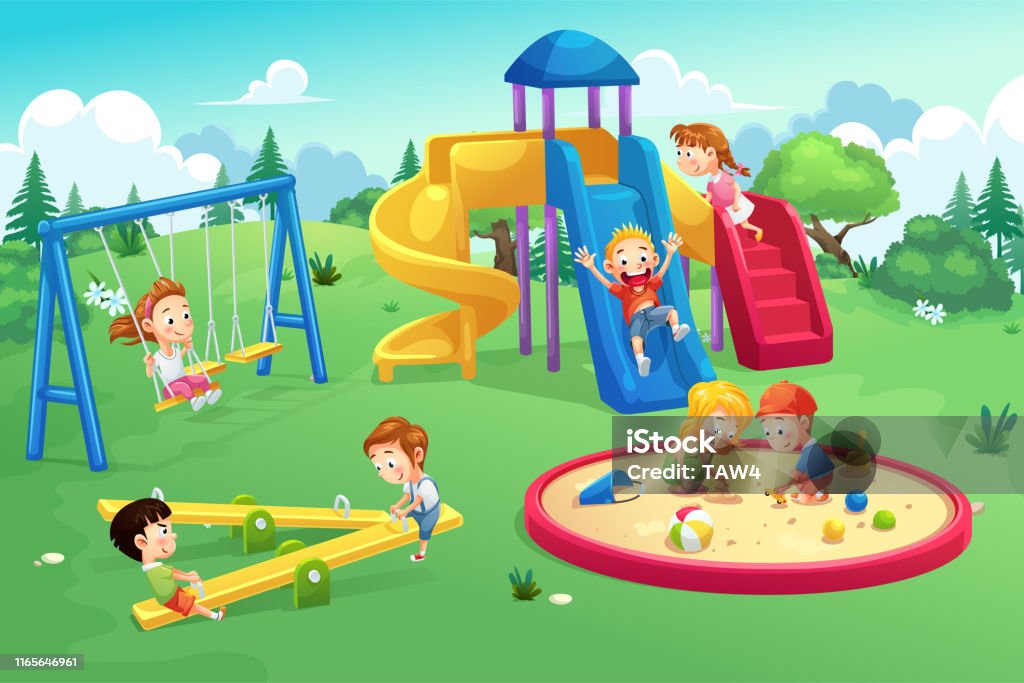 Ilustración de Dibujos Animados De Parques Y Parques Infantiles y más  Vectores Libres de Derechos de Parque infantil - Parque infantil,  Ilustración, Niño - iStock