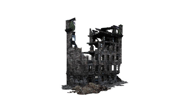 istock Building ruins. Isolated on white background. 3D Rendering, Illustration. 1165648525