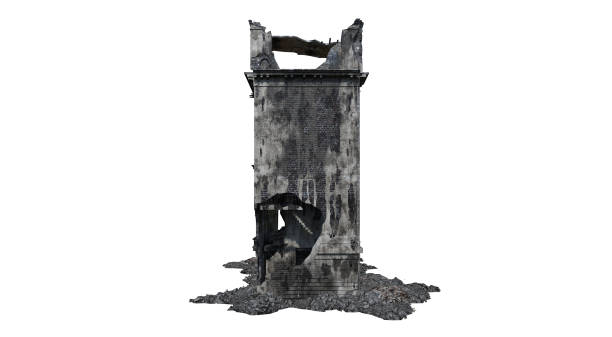 istock Building ruins. Isolated on white background. 3D Rendering, Illustration. 1165648600