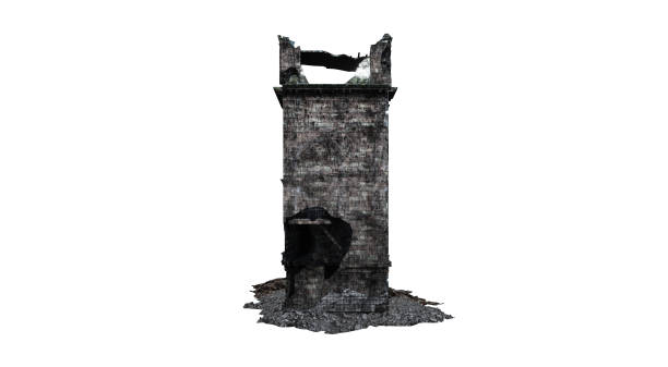 istock Building ruins. Isolated on white background. 3D Rendering, Illustration. 1165648601