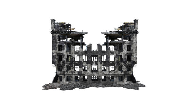 istock Building ruins. Isolated on white background. 3D Rendering, Illustration. 1165648603