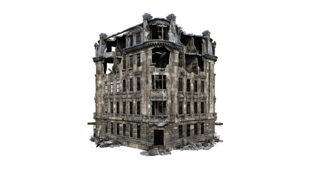 istock Building ruins. Isolated on white background. 3D Rendering, Illustration. 1165648605