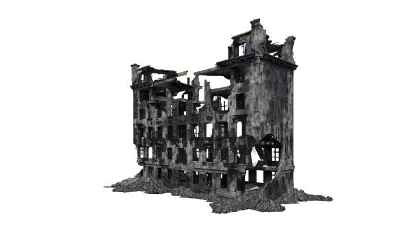 istock Building ruins. Isolated on white background. 3D Rendering, Illustration. 1165648609