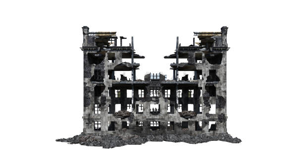 istock Building ruins. Isolated on white background. 3D Rendering, Illustration. 1165648610