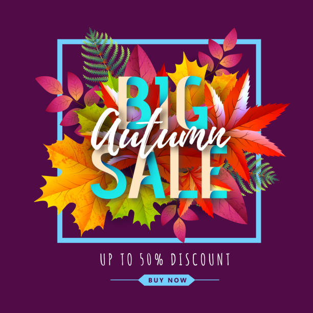 istock Autumn big sale typography poster with autumn leaves. Nature concept 1165648924