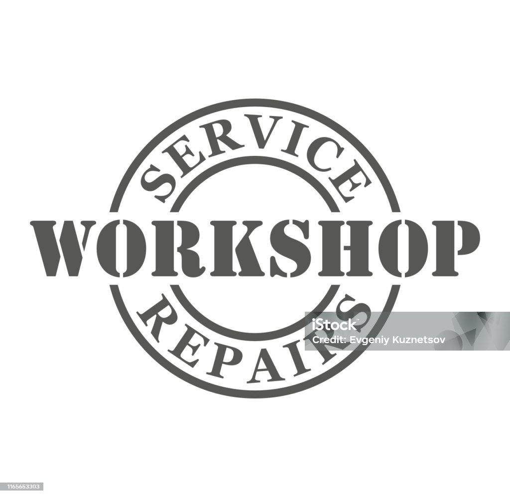 Black And White Workshop Stamp Illustration Stock Illustration