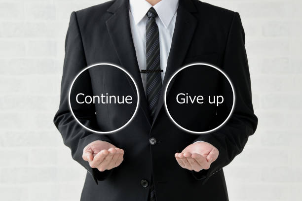 istock Business concepts, continue or give up 1165655041