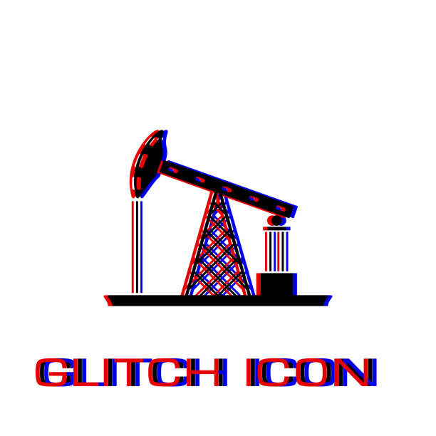 illustrazioni stock, clip art, cartoni animati e icone di tendenza di icona di oil rig piatta - fracking exploration gasoline industry