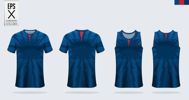 ilustrações de stock, clip art, desenhos animados e ícones de t-shirt sport mockup template design for soccer jersey, football kit, tank top for basketball jersey and running singlet. sport uniform in front view and back view.  vector - soccer sports uniform soccer uniform jersey