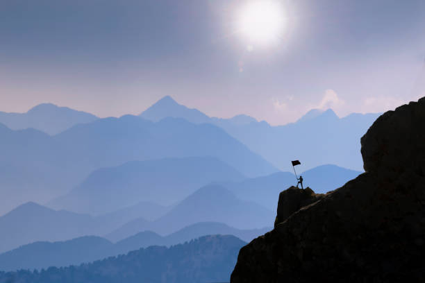 challenging mountains, obstacles and spectacular fascinating landscapes stock photo