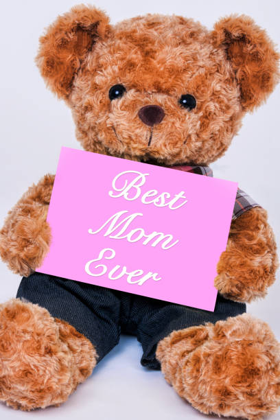 istock Teddy bear holding  pink sign saying Best Mom Ever 1165662914